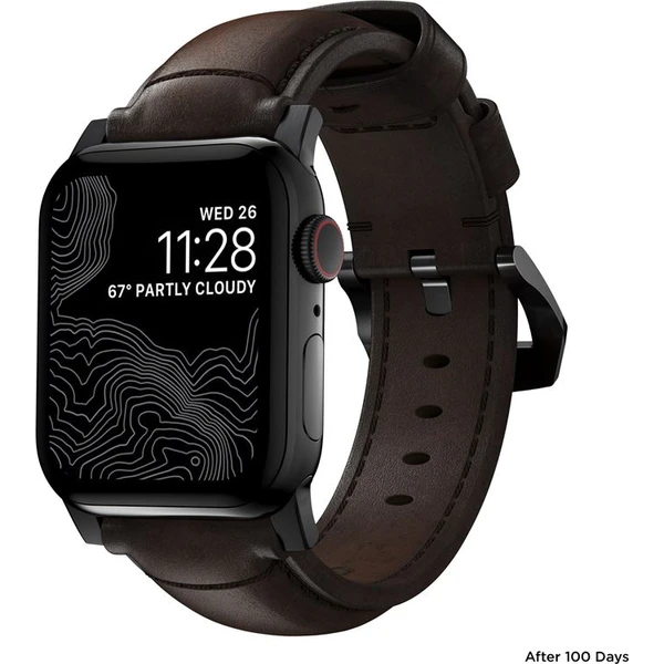 Nomad Traditional kožený řemínek Apple Watch Ultra (49mm) 8/7 (45mm)/6/SE/5/4 hnědý/černé přezky - Řemínky - Obrázek 3690abfb87f34925b0c234b40e855c85