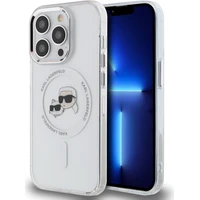 Karl Lagerfeld IML K&CH Heads Metal Frame MagSafe kryt iPhone 15 Pro čirý - Pouzdra