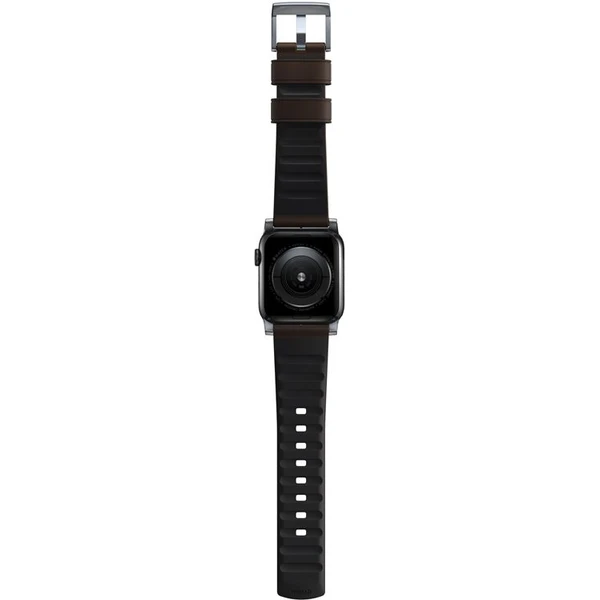 Nomad Active Strap Pro hydrofobní kožený řemínek Apple Watch 49/46/45/44/42mm hnědý/stříbrný - Řemínky - Obrázek 36G1000K01