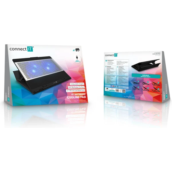 CONNECT IT FrostBlast chladicí podložka pod notebook s modrým podsvícením černá - Chladící podložky - Obrázek 36N0000P01