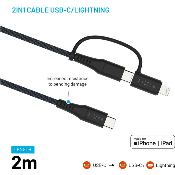 FIXED 2v1 napájecí kabel 60W 2m černý - Kabely a redukce - Obrázek 36a7b3c6a2004049a1ba2b655051ae4c