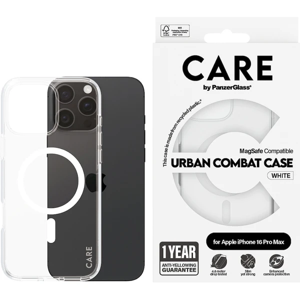 PanzerGlass® CARE kryt Apple iPhone 16 Pro Max MagSafe Urban Combat čirý/bílý - Pouzdra - Obrázek 3708000P01