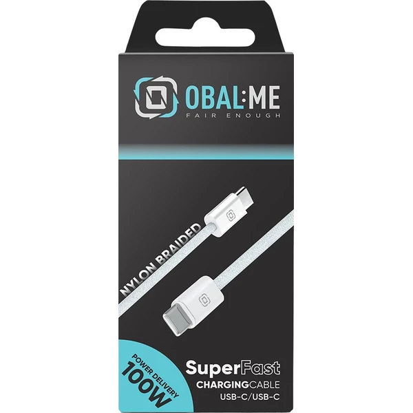 OBAL:ME Super Fast USB-C/USB-C Pletený kabel 100W 1m bílý - Kabely a redukce - Obrázek 3751236c8f3f482aafbadbb7164ab333