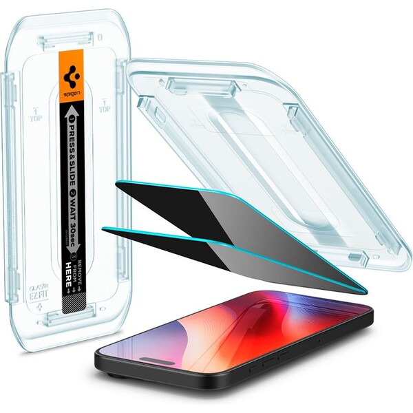 Spigen Glass tR EZ Fit (Privacy) tvrzené sklo iPhone 16 Pro čiré (2-pack)
