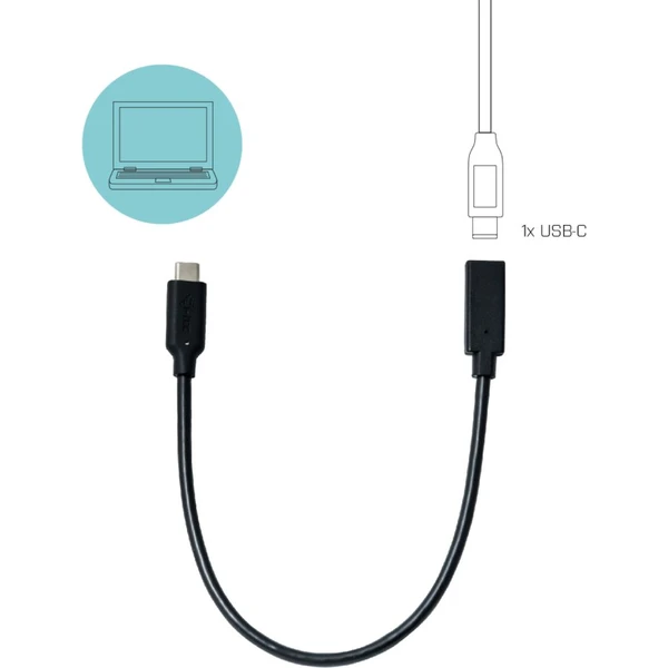 i-tec USB-C/USB-C prodlužovací kabel 4K 60W 0,3m černý - Kabely a redukce - Obrázek 37SWE00101