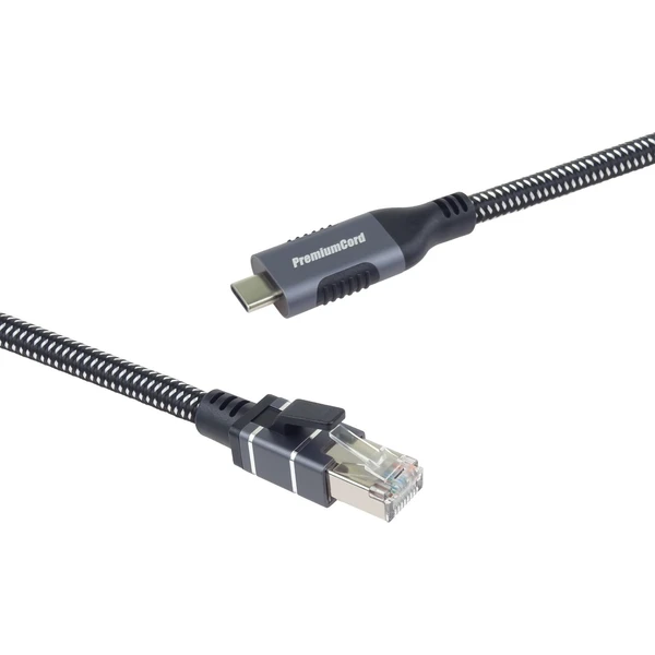 PremiumCord USB-C/RJ45 Cat6 síťový kabel 1m černý/bílý - Kabely a redukce - Obrázek 380385df5c2e4f2cb18cdde666e94bac