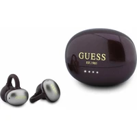 Guess Metallic Finish Classic Logo OWS bezdrátová sluchátka vínová - Sluchátka