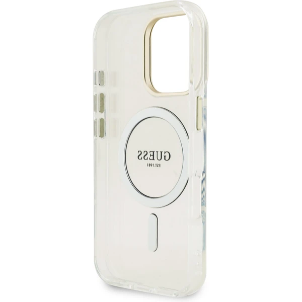 Guess PC/TPU Electroplated Stand Camera Frame MagSafe kryt s vyměnitelným pozadím iPhone 16 Pro - Pouzdra - Obrázek 382de07d1c7a46eca5e68a87f1bbc926