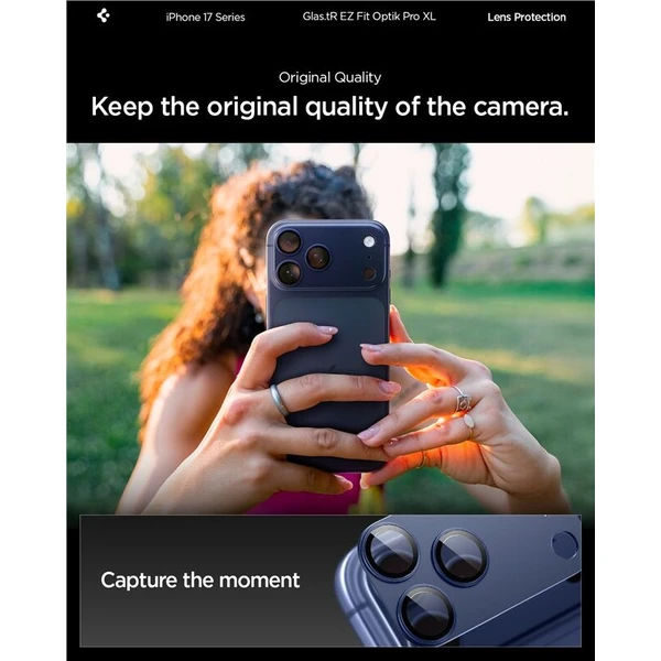 Spigen Glass tR EZ Fit Optik Pro XL sklo na fotoaparát iPhone 17 Pro Max tmavě modré - Ochranné folie a skla - Obrázek 384c773b374f45f489e305a3a40f6a14