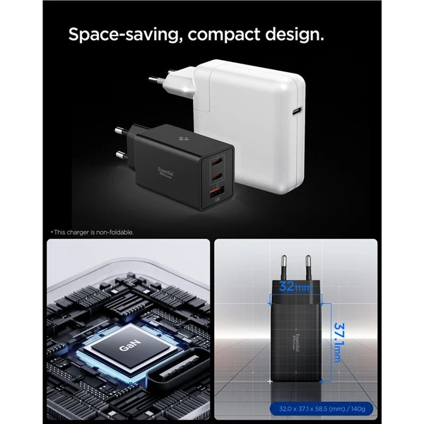 Spigen Essential 67W USB-C/USB-A nabíječka (EE673EU) černá - Nabíječky - Obrázek 38632d5c1206482c9930ec5075e83de2
