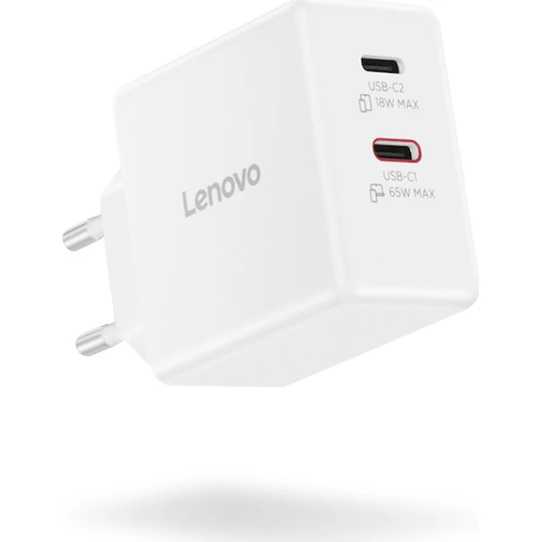 Lenovo Dual USB-C 65W GaN nabíjecí adaptér bílý - Nabíječky - Obrázek 38BM000K01