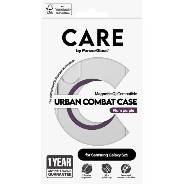 PanzerGlass® CARE kryt Samsung Galaxy S25 Urban Combat čirý/fialový QI (Plum Purple) - Pouzdra - Obrázek 38FC000J01