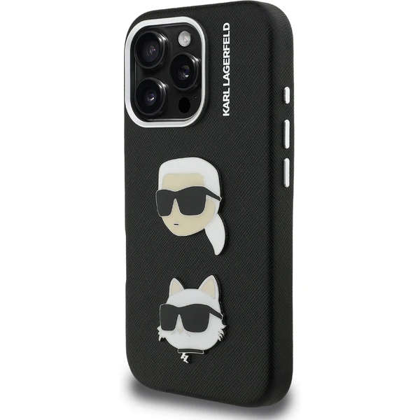 Karl Lagerfeld Grained PU K&CH Heads kryt iPhone 16 Pro černý - Pouzdra - Obrázek 390e6afa9b4d4648b45ee12a19eef33e
