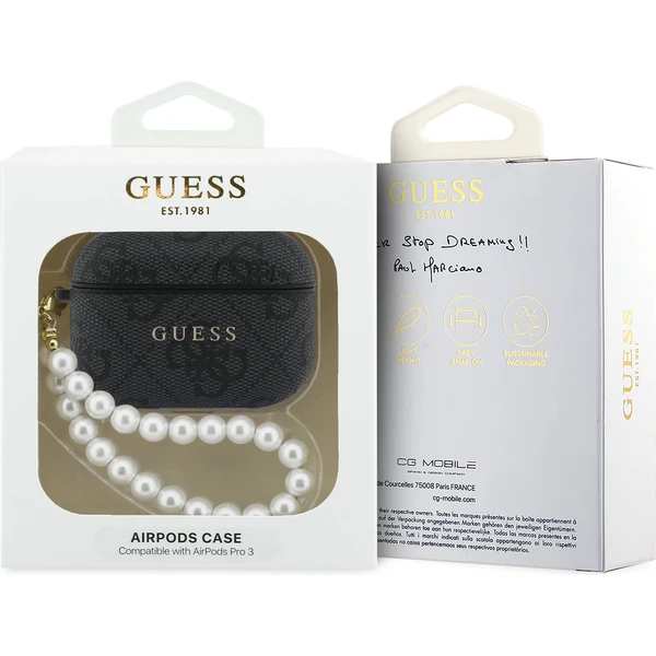 Guess PU 4G Classic Logo Pearl Strap pouzdro AirPods Pro 3 černé - Pouzdra - Obrázek 392e764949ec4840b676607214cccc32