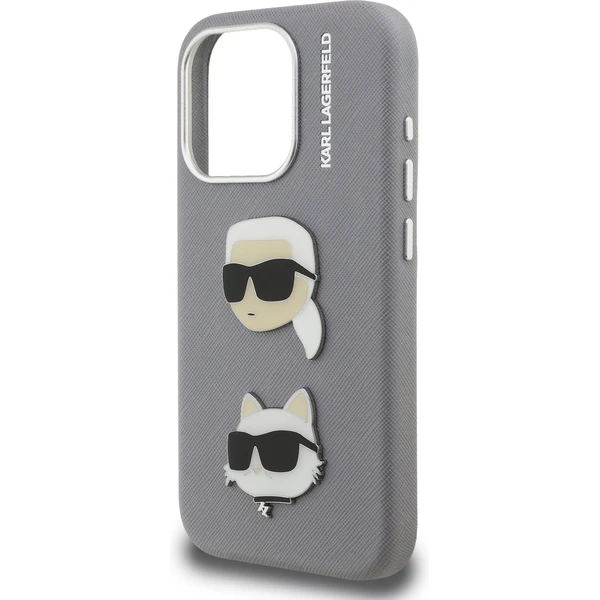 Karl Lagerfeld Grained PU K&CH Heads kryt iPhone 15 Pro šedý - Pouzdra - Obrázek 39820ff7ae2a4edcb77f4a9b23981507