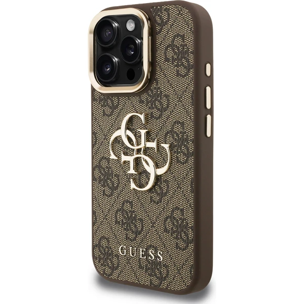 Guess PU 4G Metal Logo Stand Camera Frame kryt iPhone 15 Pro Max hnědý - Pouzdra - Obrázek 399adb8bc951480fa0228ea2ac27fdfb
