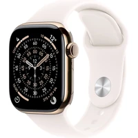 Apple Watch Series 11 Cellular (46mm) Zlatý Titan se světle ruměným sportovním řemínkem S/M - Chytré hodinky