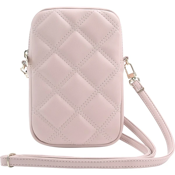 Guess PU Quilted 4G Metal Logo Wallet Phone Bag Zipper růžový - Popruhy a crossbody - Obrázek 3A82000N01