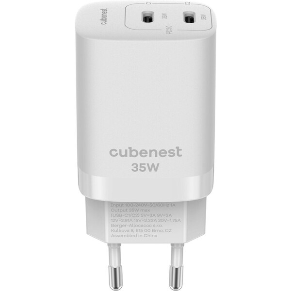 CubeNest S2D1 síťová nabíječka 35W bílá