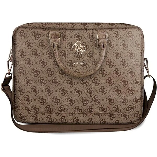 Guess PU 4G Metal Logo brašna pro 15/16" Macbook/notebook hnědá