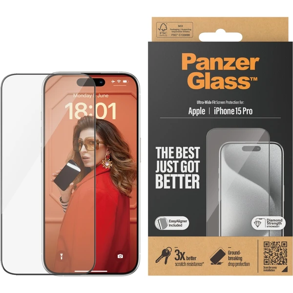 PanzerGlass Ultra-Wide Fit ochranné sklo Apple iPhone 15 Pro - Ochranné folie a skla - Obrázek 3ATS100501