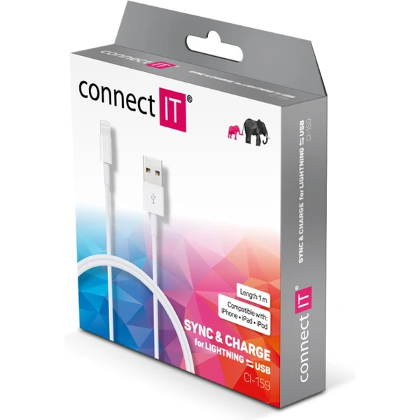 CONNECT IT Wirez USB-A/Lightning napájecí kabel 2m bílý - Kabely a redukce - Obrázek 3BN0000J01