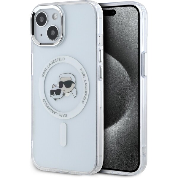 Karl Lagerfeld IML K&CH Heads Metal Frame MagSafe zadní kryt iPhone 13 čirý