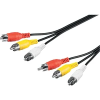 PremiumCord 3x Cinch/3x Cinch kabel 5m černý - Kabely a redukce