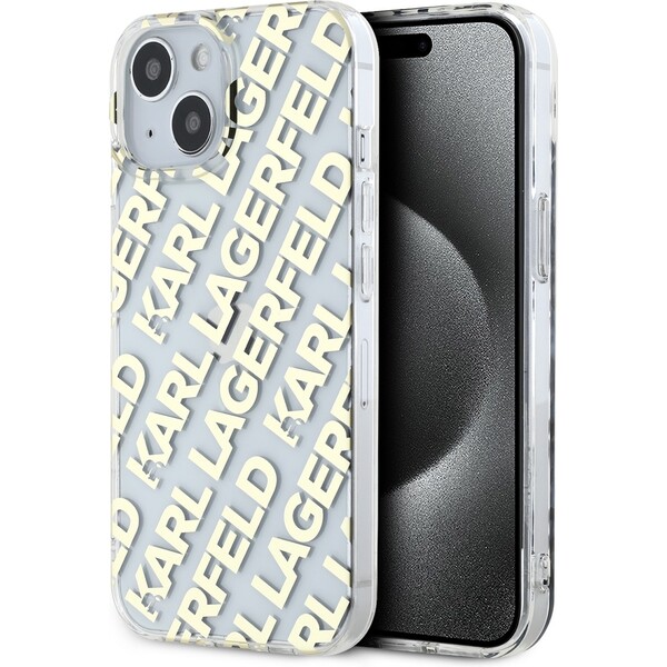 Karl Lagerfeld IML Electroplated Repeated Logo zadní kryt iPhone 15 zlatý