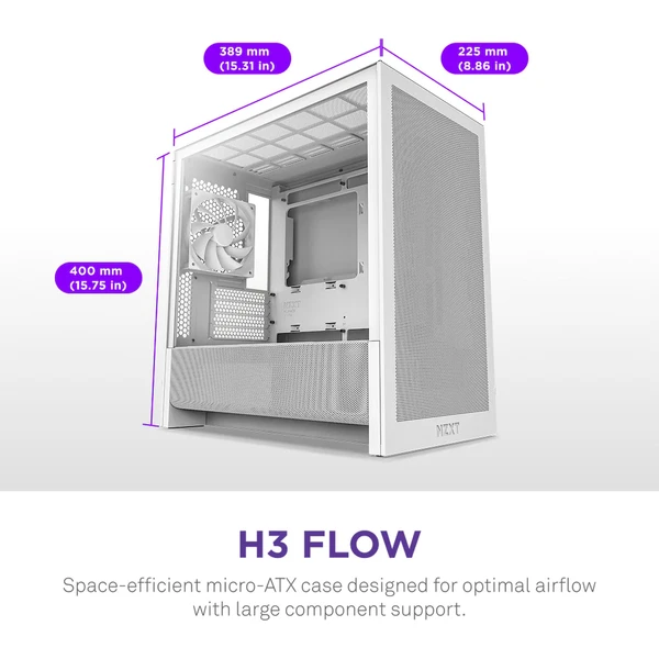 NZXT H3 Flow bílá - Počítačové skříně - Obrázek 3D7K000K01