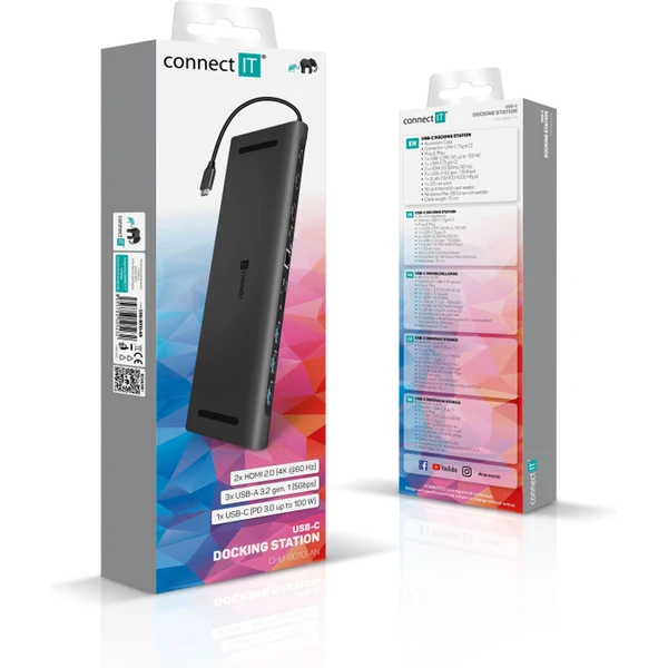 CONNECT IT USB-C dokovací stanice, 11v1 (2xHDMI), externí antracitová - Dokovací stanice - Obrázek 3DN0000P01