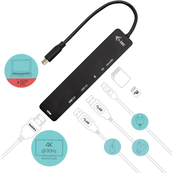 i-tec USB-C Thunderbolt 3 Travel Dock 4K + Power Delivery 60 - Dokovací stanice - Obrázek 3EIPF00101