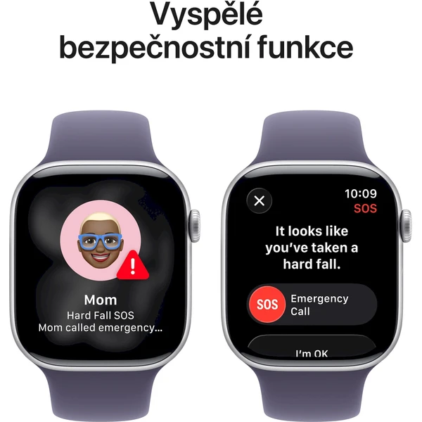 Apple Watch Series 11 Cellular (42mm) Stříbrný hliník s mlžně fialovým sportovním řemínkem S/M - Chytré hodinky - Obrázek 3EQH000K01