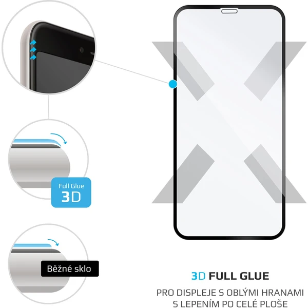 FIXED 3D Full-Cover tvrzené sklo s lepením po celé ploše Apple iPhone XR/11 černé - Ochranné folie a skla - Obrázek 3F6Q100401