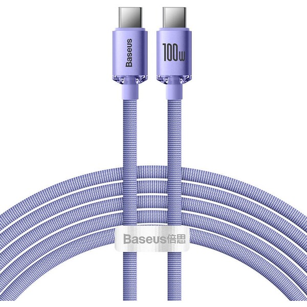 Baseus Crystal Shine Series kabel USB-C/USB-C (100W) 2m fialový