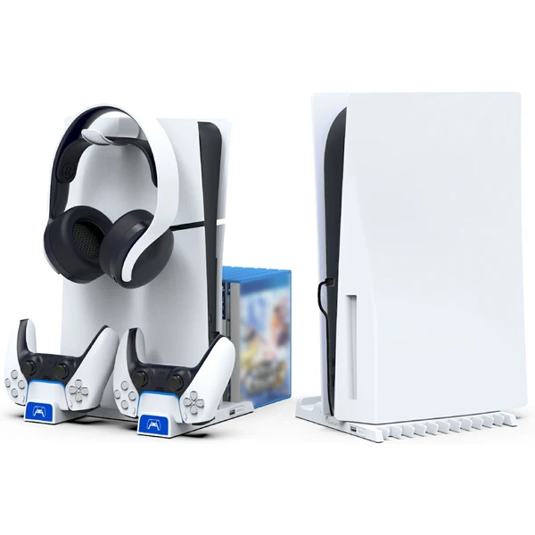 iPega P5S009 Multifunkční Nabíjecí Stojan pro PS5/PS5 Slim bílý - Nabíječky - Obrázek 3JU0000K01