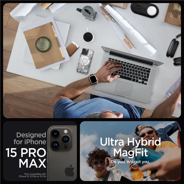 Spigen Ultra Hybrid MagFit kryt iPhone 15 Pro Max zero one bílý - Pouzdra - Obrázek 3KHA000601