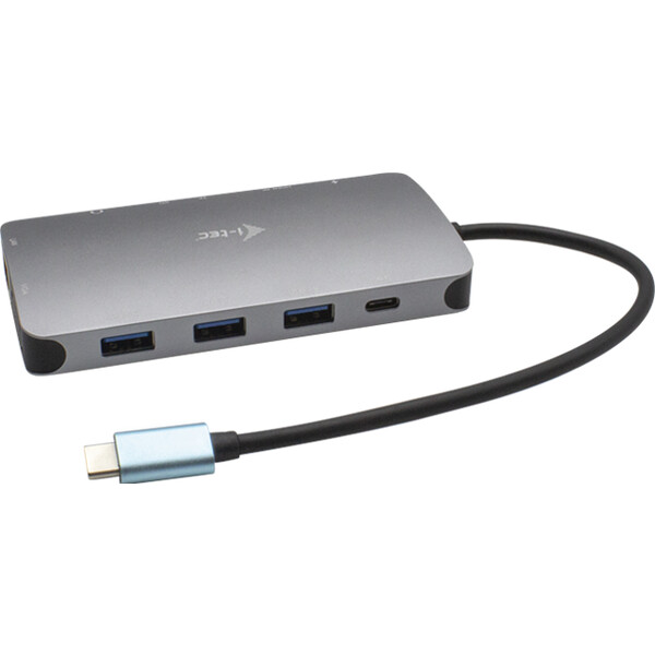i-Tec USB-C Metal Nano Dock HDMI/VGA with LAN + Power Delivery 100 W C31NANODOCKVGAPD Šedá