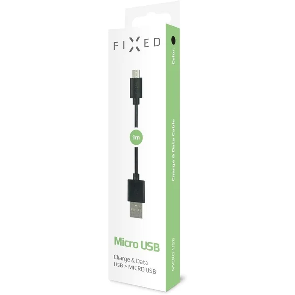 FIXED Rapid Charge USB-A/MicroUSB napájecí kabel 1m černý - Kabely a redukce - Obrázek 3PAO000101