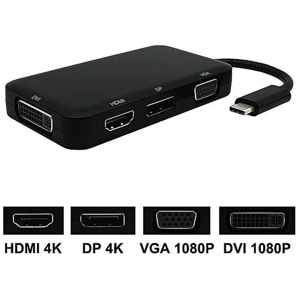 PremiumCord USB-C -> HDMI/DVI-I/VGA/DisplayPort/3,5mm redukce 0,2m černá - Kabely a redukce - Obrázek 3UE0000401