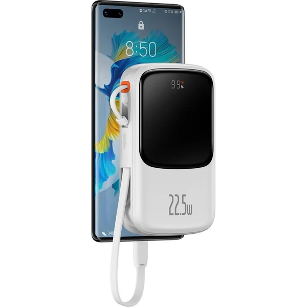 Baseus Qpow Pro 10000mAh, 22,5W, s kabelem USB-C bílá - Powerbanky - Obrázek 3WHL000K01