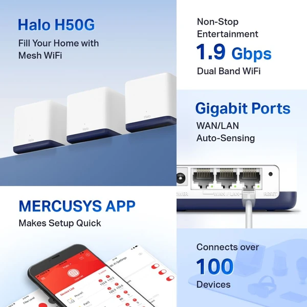 Mercusys Halo H50G mesh systém 3ks bílý - Mesh systémy - Obrázek 3YQ7300401