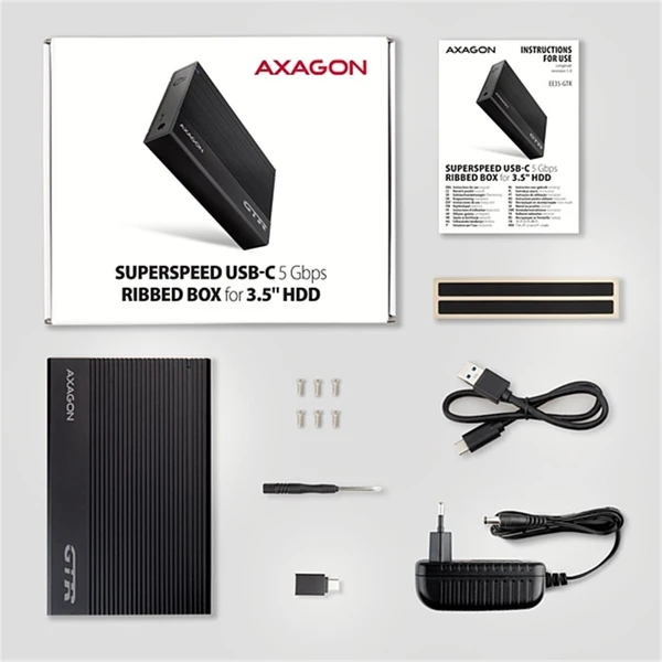 AXAGON EE35-GTR RIBBED externí box pro 3,5“ disk - Externí boxy - Obrázek 3YS6000701