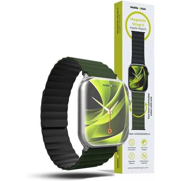 Řemínek pro Apple Watch 42/44/45/49 mm Mobile Magnetic Strap II - zelený/černý