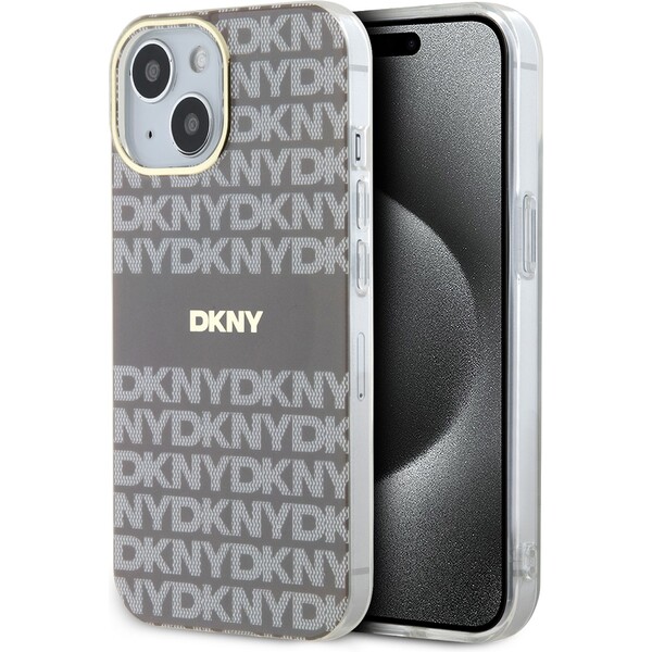 DKNY PC/TPU Repeat Pattern Tonal Stripe Magsafe kryt iPhone 13 béžový