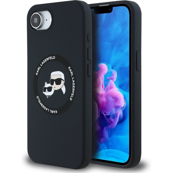 Karl Lagerfeld Liquid Silicone K&CH Heads MagSafe kryt iPhone 16e černý