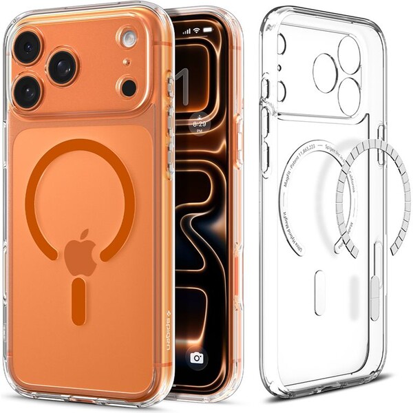 Spigen Ultra Hybrid MagSafe kryt iPhone 17 Pro clear orange