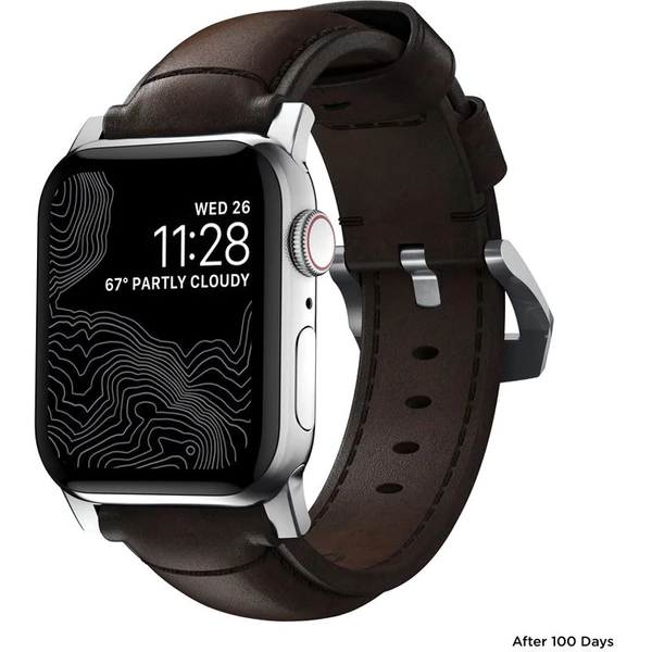 Nomad Traditional kožený řemínek Apple Watch Ultra (49mm) 8/7 (45mm)/6/SE/5/4 hnědý/stříbrné přezky - Řemínky - Obrázek 3b2f1c0bf86c419bb4811e0ecec51967