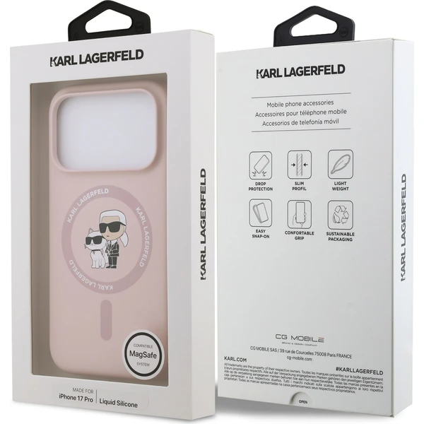 Karl Lagerfeld Liquid Silicone Karl and Choupette MagSafe kryt iPhone 18 Pro růžový - Pouzdra - Obrázek 3ba24441a328411a802da94d28743d18