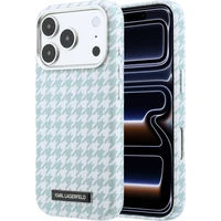 Karl Lagerfeld PU Houndstooth Resin Plate MagSafe kryt iPhone 17 Pro modrý - Pouzdra